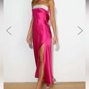 Satin midi dress with Diamonds